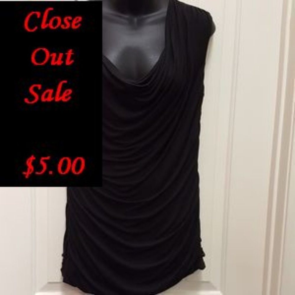 Plus Size 0 Maurice Black Rayon Sleeveless Top